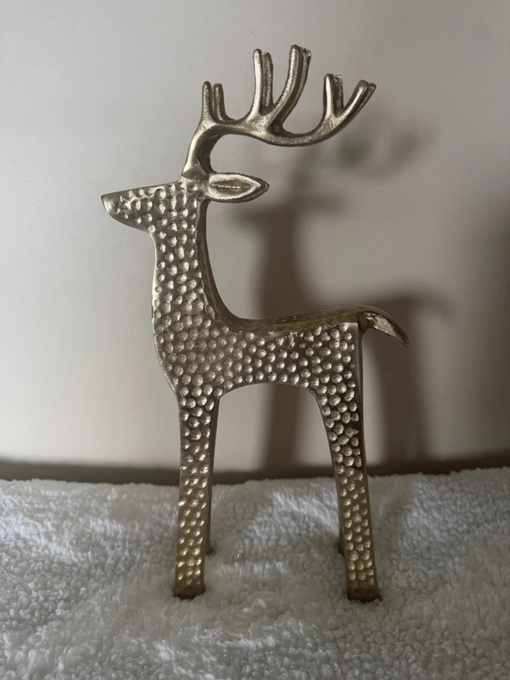 Holiday Christmas Gold Hammered Reindeer Decor NEW!